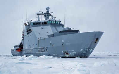 جليد, kv سفالبارد, دورية السفينة, kystvakt w303