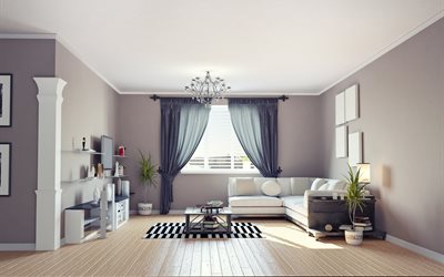 soggiorno interni, il tono calmo, design elegante