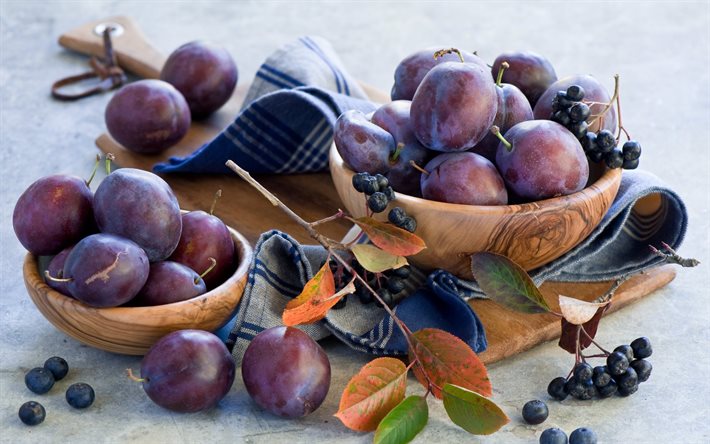 fruit, plum, berries, fotos potpourri beutel