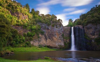 waterfalls, greater auckland, new zealand, waterfall, hunua falls