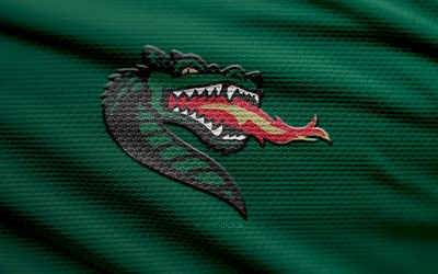 logotipo de tecido uab blazers, 4k, fundo de tecido verde, ncaa, bokeh, futebol americano, logotipo dos blazers da uab, emblema dos blazers uab, dez grandes, blazers uab