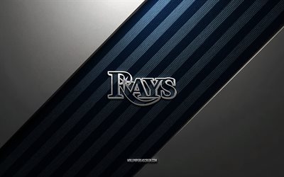 شعار تامبا باي رايز, 4k, خلفية الصلب, نادي البيسبول الأمريكي, خطوط زرقاء, mlb, البيسبول, تامبا باي رايز, الولايات المتحدة الأمريكية, شعار تامبا باي رايز المعدني