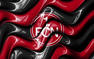 FC Nurnberg 3D logo, 4k, black red 3D waves, 2 Bundesliga, football, FC Nurnberg flag, creative, FC Nurnberg logo, FC Nurnberg, german football club, soccer, Nurnberg FC