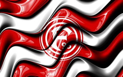 Fortuna Dusseldorf 3D logo, 4k, red white 3D waves, 2 Bundesliga, football, Fortuna Dusseldorf flag, creative, Fortuna Dusseldorf logo, Fortuna Dusseldorf, german football club, soccer, Fortuna Dusseldorf FC