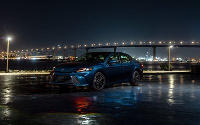 2026, تويوتا كامري, 4k, منظر أمامي, الخارج, سيدان زرقاء, تويوتا كامري زرقاء, تويوتا كامري هايبرد xse, تويوتا كامري 2026 الجديدة, السيارات اليابانية, تويوتا