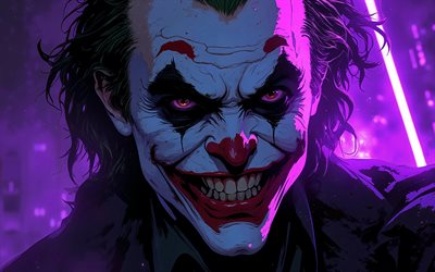 4k, bromista, bokeh, resplandor violeta, supervillano, fan art, comodín 4k, oscuridad, obra de arte, arte del comodín