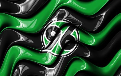 Hannover 96 3D logo, 4k, black green 3D waves, 2 Bundesliga, football, Hannover 96 flag, creative, Hannover 96 logo, Hannover 96, german football club, soccer, Hannover 96 FC