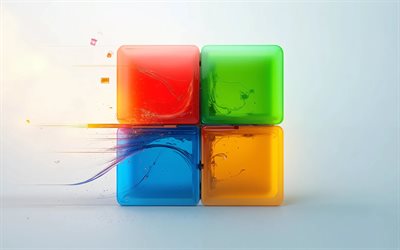4k, microsoft 3d logo, minimalismus, grauer hintergrund, kunstwerk, softwaremarken, microsoft glaslogo, microsoft logo, ms logo, microsoft