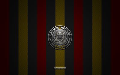 CD Leones Negros logo, Mexican football club, Liga de Expansion MX, red black carbon background, CD Leones Negros emblem, football, CD Leones Negros, Mexico