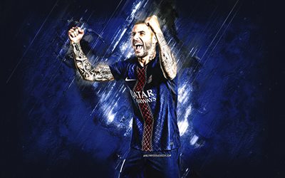 Lucas Hernandez, Paris Saint-Germain, French footballer, PSG, blue stone background, Ligue 1, Lucas Hernandez PSG, France, football, Lucas Hernandez Paris Saint-Germain