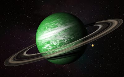 green planet, nebula, galaxy, stars