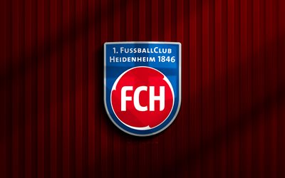 4k, fc heidenheim 3d logo, bundesliiga, punainen 3d tausta, jalkapallo, fc heidenheimin tunnus, fc heidenheim logo, fc heidenheim, saksalainen jalkapalloseura, heidenheim fc