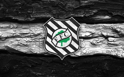 logotipo de madera del figueirense fc, 4k, fondo de madera blanco negro, serie c brasileña, fútbol, logotipo del figueirense fc, fútbol americano, emblema del figueirense fc, figueirense fc, club de fútbol brasileño, fc figueirense