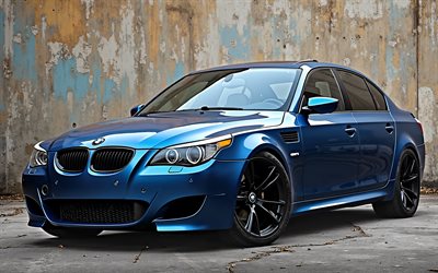 4k, bmw m5, arte 3d, e60, sintonización, bmw m5 azul, bmw m5 e60, coches alemanes, bmw