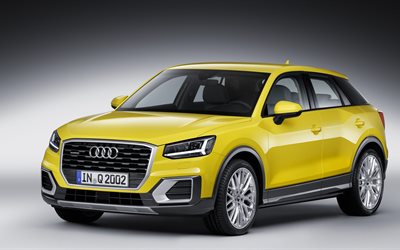 Audi Q2, 4K, 2017, crossover, giallo audi