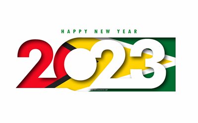 عام جديد سعيد 2023 غيانا, خلفية بيضاء, غيانا, الحد الأدنى من الفن, 2023 مفاهيم غيانا, غيانا 2023, 2023 خلفية غيانا, 2023 سنة جديدة سعيدة في غيانا