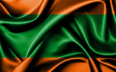 Envigado flag, 4K, Colombian cities, fabric flags, Day of Envigado, flag of Envigado, wavy silk flags, Colombia, Cities of Colombia, Envigado