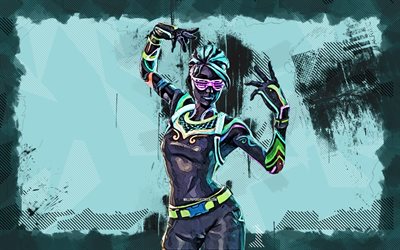 4k, nitelite fortnite, فن الجرونج, فورتنايت, عمل فني, جلد نيتليت, الأزرق، grunge، الخلفية, شخصيات fortnite, نيتليت, fortnite nitelite skin