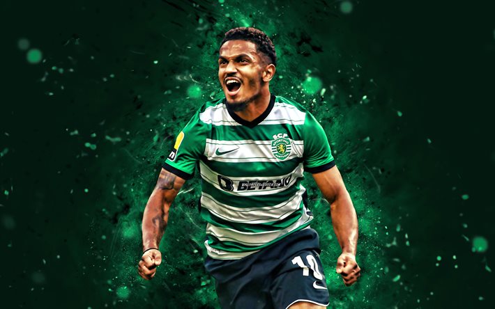 Marcus Edwards, 4k, green neon lights, Sporting CP, Primeira Liga, English footballers, Marcus Edwards 4K, football, soccer, Liga Portugal, Sporting FC, green abstract background, Sporting Lisbon, Marcus Edwards Sporting