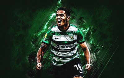 Marcus Edwards, Sporting CP, English footballer, midfielder, portrait, green stone background, Portugal, football, Sporting FC