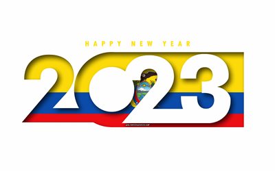 عام جديد سعيد 2023 الإكوادور, خلفية بيضاء, الاكوادور, الحد الأدنى من الفن, 2023 مفاهيم الإكوادور, إكوادور 2023, 2023 الإكوادور الخلفية, 2023 سنة جديدة سعيدة في الإكوادور
