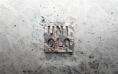 Uniqlo stone logo, 4K, stone background, Uniqlo 3D logo, brands, creative, Uniqlo logo, grunge art, Uniqlo