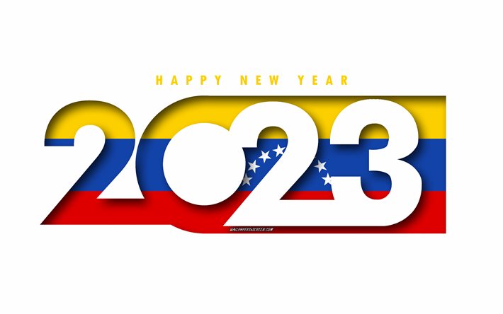 Happy New Year 2023 Venezuela, white background, Venezuela, minimal art, 2023 Venezuela concepts, Venezuela 2023, 2023 Venezuela background, 2023 Happy New Year Venezuela
