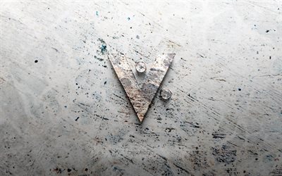 logo de pierre vericoin, 4k, fond de pierre, logo vericoin 3d, crypto monnaies, créatif, logo vericoin, grunge art, vericoin