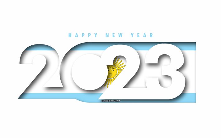 Happy New Year 2023 Argentina, white background, Argentina, minimal art, 2023 Argentina concepts, Argentina 2023, 2023 Argentina background, 2023 Happy New Year Argentina
