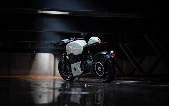 2022年, savic cシリーズ, 4k, 外観, 背面図, 電動自転車, サビックのオートバイ, ホワイト cシリーズ, 現代のオートバイ