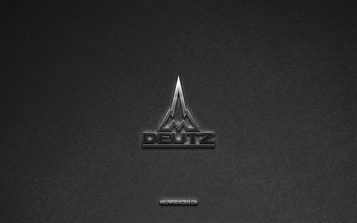 deutz fahrのロゴ, ブランド, 灰色の石の背景, deutz fahr emblem, 人気のロゴ, deutz fahr, 金属標識, deutz fahr metal logo, 石のテクスチャー
