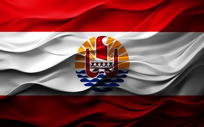 4k, drapeau de la polynésie française, océanie pays, drapeau de la polynésie française 3d, océanie, drapeau français en polynésie, texture 3d, jour de la polynésie française, symboles nationaux, art 3d, polynésie française