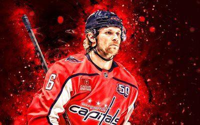 jakob chychrun, 4k, luzes de neon vermelhas, capitais de washington, nhl, jogadores de hóquei canadense, hóquei, jakob chychrun 4k, liga nacional de hóquei, jakob chychrun washington capitals