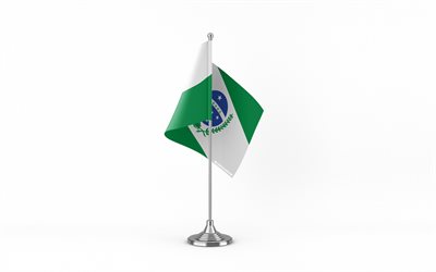 4k, bandeira da mesa do paraná, fundo branco, bandeira do paraná, bandeira do paraná no metal stick, bandeiras dos estados brasileiros, paraná, brasil, bandeira do estado do paraná
