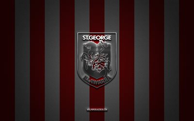 logotipo st george illawarra dragons, equipe de rugby australiano, liga nacional de rugby, fundo de carbono roxo, são george illawarra dragons emblema, rugby, st george illawarra dragons, austrália, são george illawarra dragons metal logo