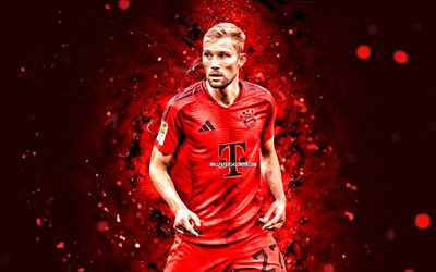 Konrad Laimer, 4k, red neon lights, Bayern Munich FC, Bundesliga, Austrian footballers, Konrad Laimer 4k, soccer, Konrad Laimer Bayern Munich