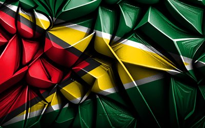 Flag of Guyana, 4k, 3d creative texture, Guyana 3d flag, South America, Guyana flag, 3d art, Guyana