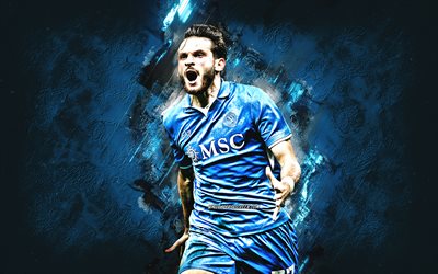 khvicha kvaratskhelia, napoli, giorgiano di football georgiano, sfondo di pietra blu, grunge art, georgia, calcio