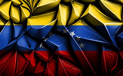 bandera de venezuela, 4k, textura creativa 3d, venezuela 3d bandera, sudamerica, arte 3d, venezuela