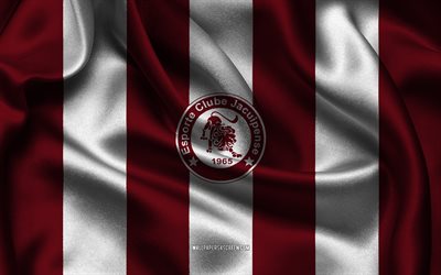 4k, logotipo ec jacuipense, tecido de seda branca vermelha, time de futebol brasileiro, ec jacuipense emblem, serie brasileira d, ec jacuipense, brasil, futebol, bandeira do ec jacuipense, jacuipense fc