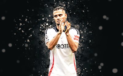 Andreas Pereira, 4k, white neon lights, Fulham FC, Premier League, Brazilian footballers, Andreas Pereira 4k, football, soccer, Andreas Pereira Fulham
