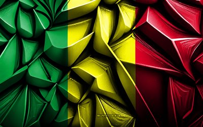 Flag of Mali, 4k, 3d creative texture, Mali 3d flag, Africa, Mali flag, 3d art, Mali, flag of African countries