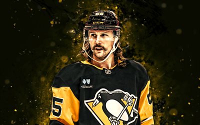 erik karlsson, 4k, gula neonljus, pingviner i pittsburgh, nhl, svenska hockeyspelare, erik karlsson 4k, hockey, national hockey league, erik karlsson pittsburgh penguins