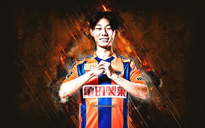 hayato inamura, albirex niigata, japanischer fußballspieler, orangefarbener steinhintergrund, grunge  kunst, j1  liga, fußball, japan