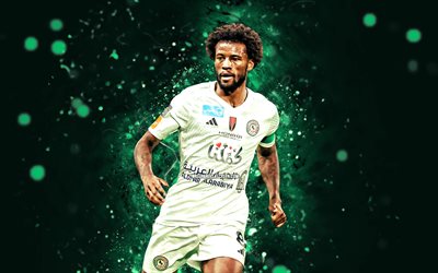 Georginio Wijnaldum, 4k, green neon lights, Al-Ettifaq FC, Saudi Pro League, Dutch footballers, Georginio Wijnaldum 4K, football, soccer, Georginio Wijnaldum Al-Ettifaq, Al-Ettifaq