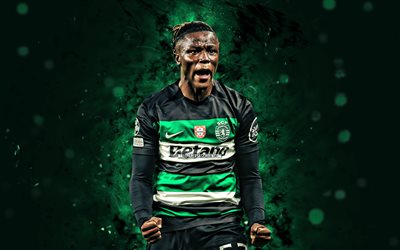 geovany quenda, 4k, grüne neonlichter, sporting cp, primeeira liga, portugiesische fußballer, geovany quenda 4k, fußball, liga portugal, sporting fc, geovany quenda sporting, sporting lissabon