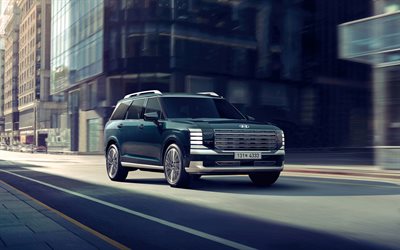 hyundai palisade, 4k, paysages urbains, 2025 voitures, suvs, voitures de luxe, palisade bleue hyundai, 2025 hyundai palisade, voitures coréennes, hyundai