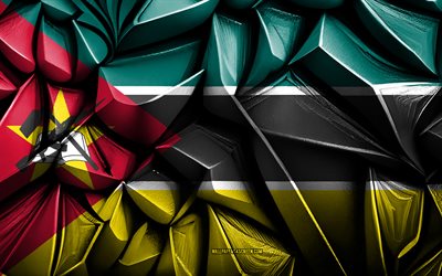 علم موزمبيق, 4k, ثلاثي الأبعاد الملمس الإبداعي, mozambique 3d العلم, أفريقيا, العلم موزمبيق, الفن ثلاثي الأبعاد, موزمبيق, علم البلدان الأفريقية