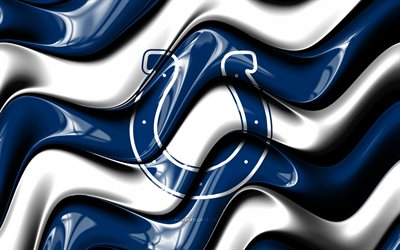 Indianapolis Colts 3D logo, 4k, blue white 3D waves, NFL, american football, Indianapolis Colts flag, creative, Indianapolis Colts logo, Indianapolis Colts emblem, american football team, Indianapolis Colts