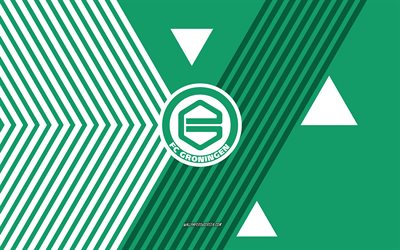 logotipo del fc groninga, 4k, equipo de fútbol holandés, fondo de líneas blancas verdes, fc groninga, eredivisie, países bajos, arte lineal, emblema del fc groningen, fútbol americano